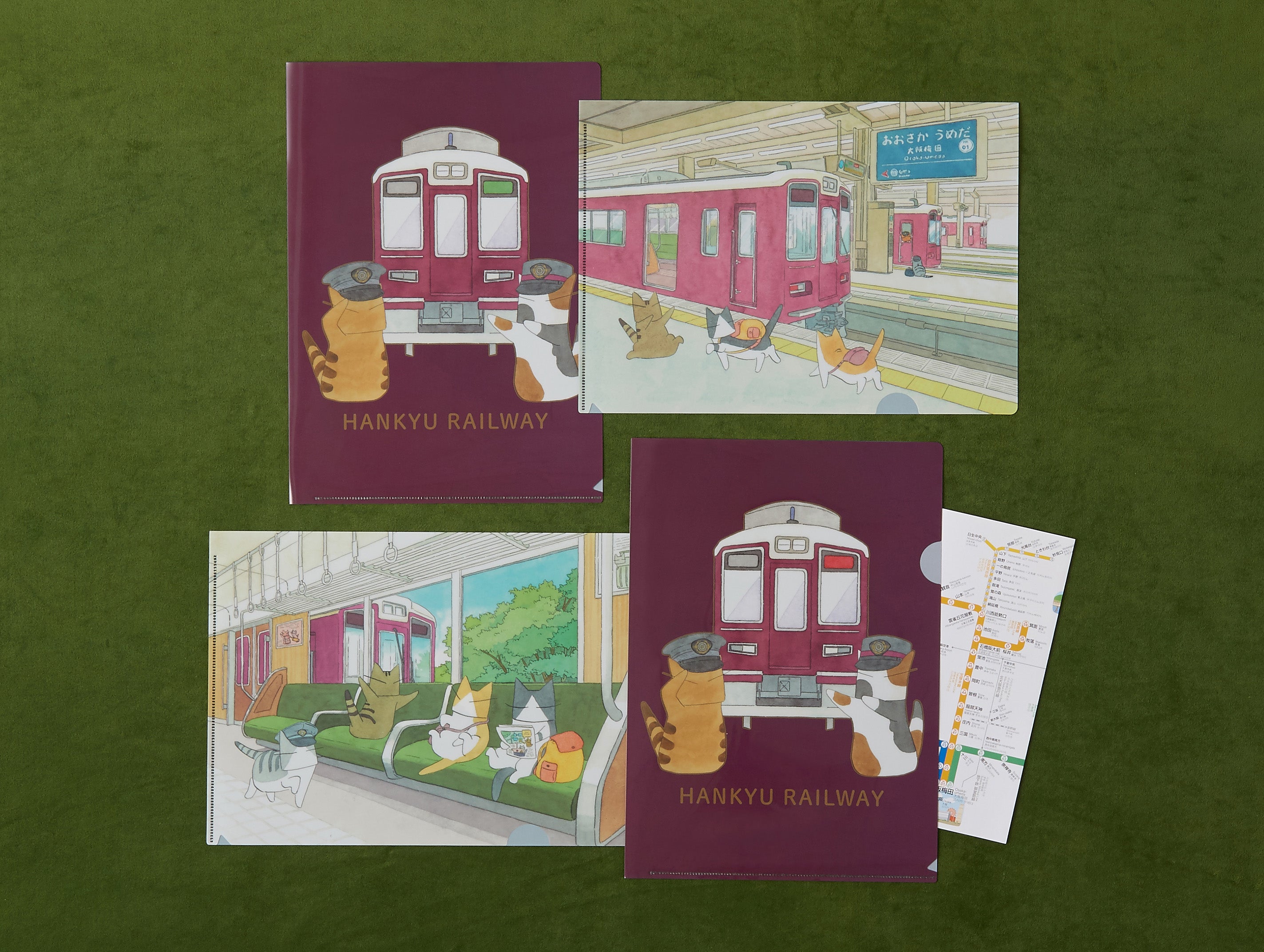 阪急電鉄×猫部 沿線風景を楽しむクリアファイル<新緑が見える車内>