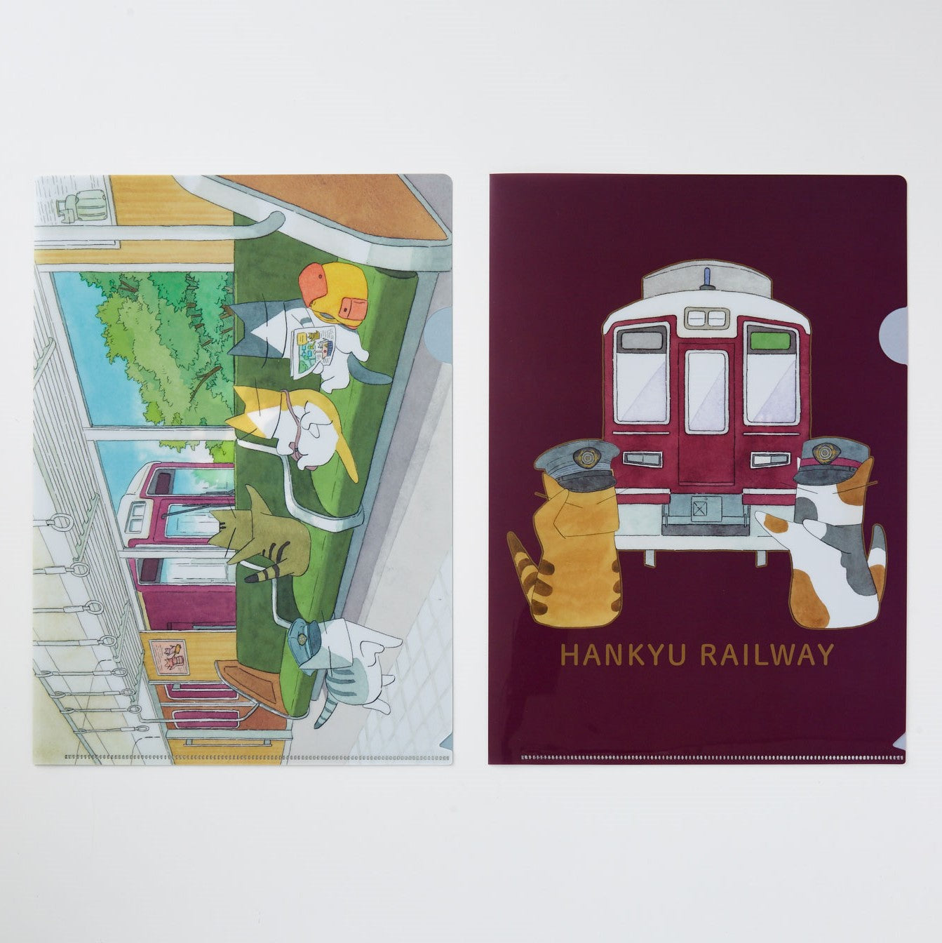 阪急電鉄×猫部 沿線風景を楽しむクリアファイル<新緑が見える車内>