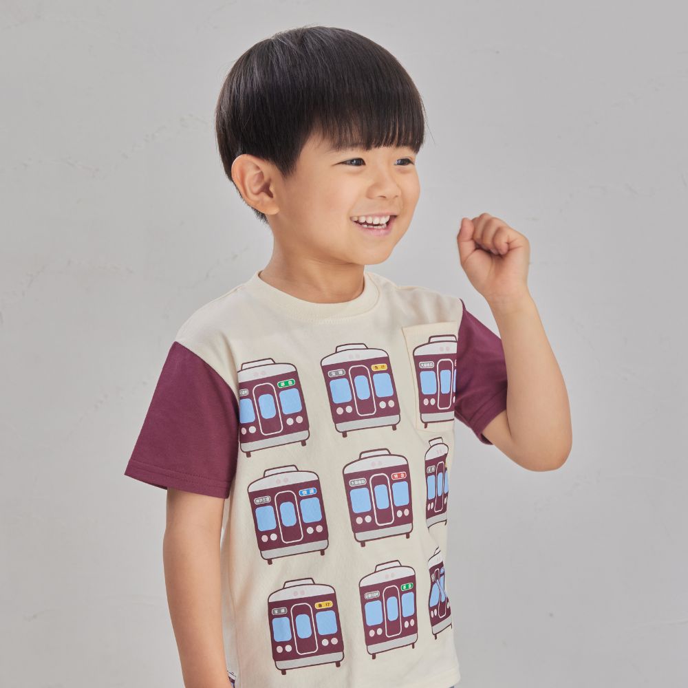 キッズTシャツ（アイボリー×マルーン）