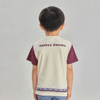 キッズTシャツ（アイボリー×マルーン）