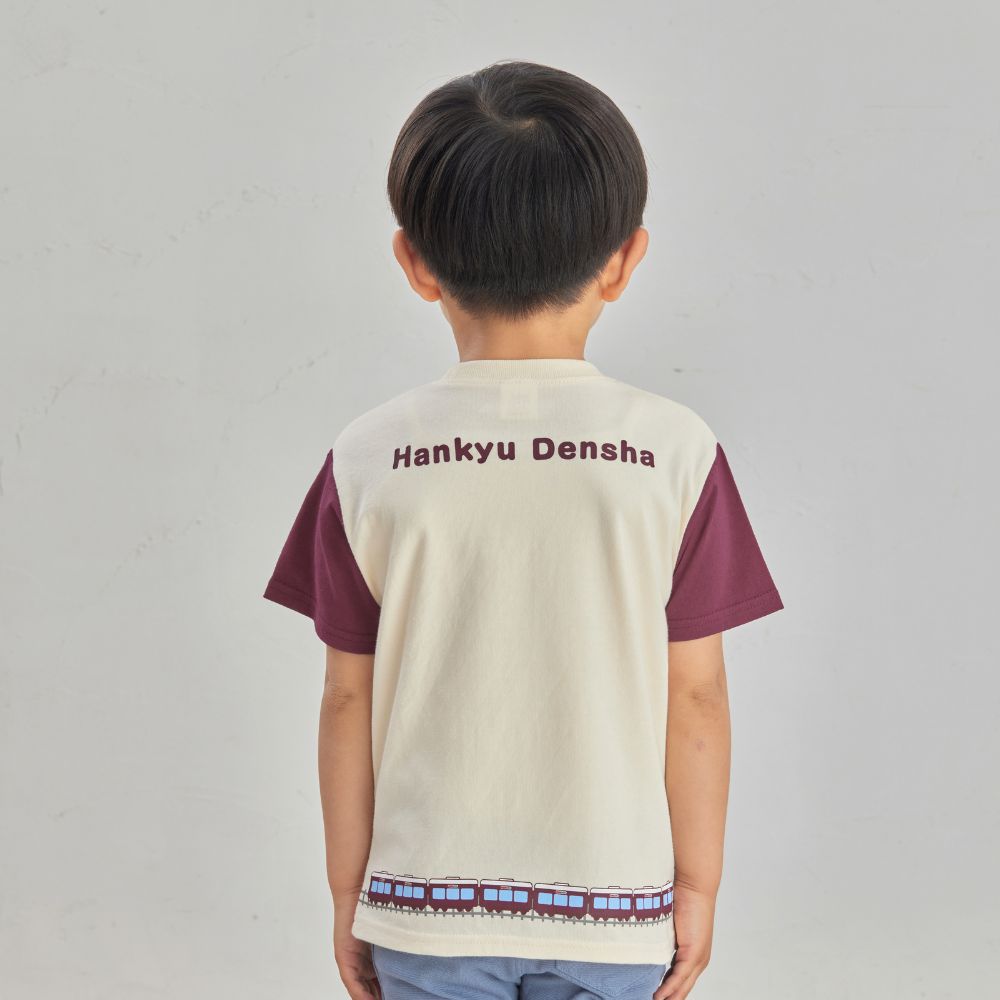 キッズTシャツ（アイボリー×マルーン）