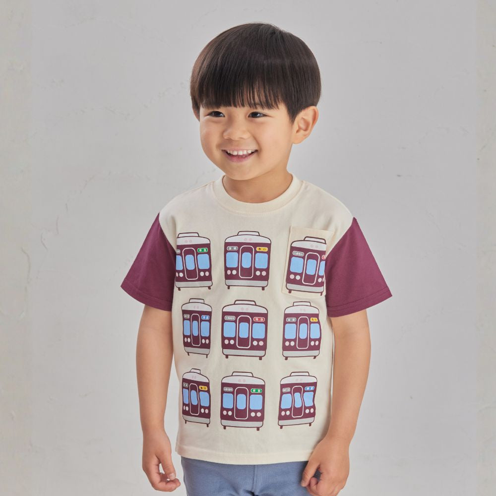 キッズTシャツ（アイボリー×マルーン）